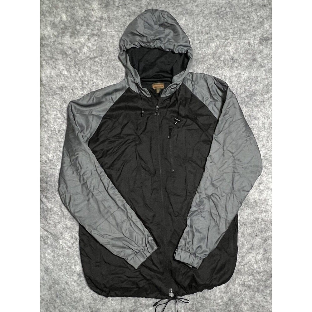 Boulder Creek Trading Company Windbreaker Jacket Mens XLT Black Color Block Hood